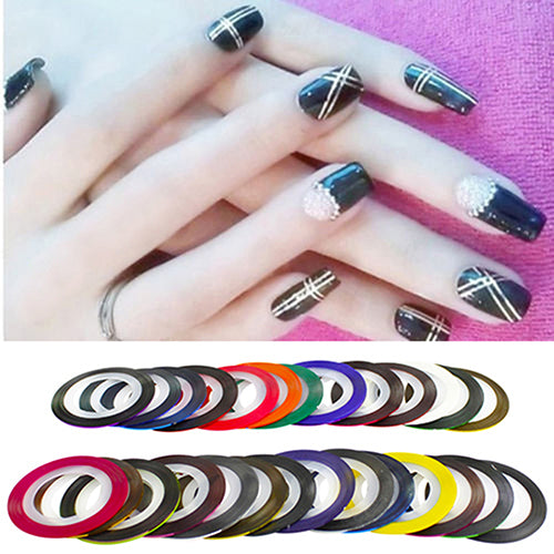 30Pcs/Rolls Mixed Colors Striping Tape Line DIY Nail Art Tips Decoration Sticker