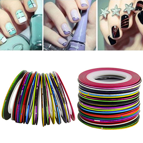 30Pcs/Rolls Mixed Colors Striping Tape Line DIY Nail Art Tips Decoration Sticker