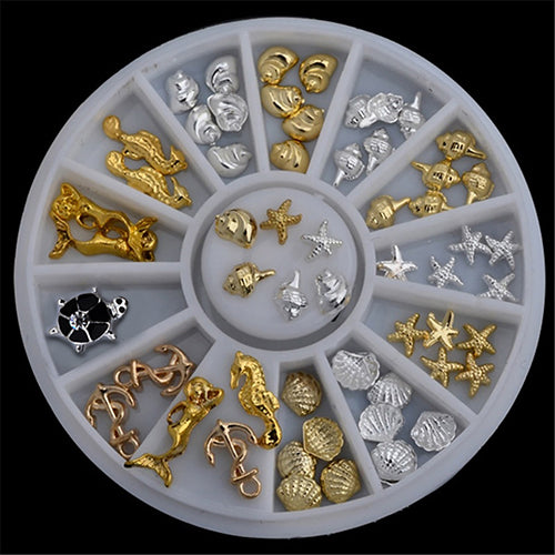 1Box 3D Shell Anchor Starfish Mermaid Ocean Nail Glitters Nail Art Decorations