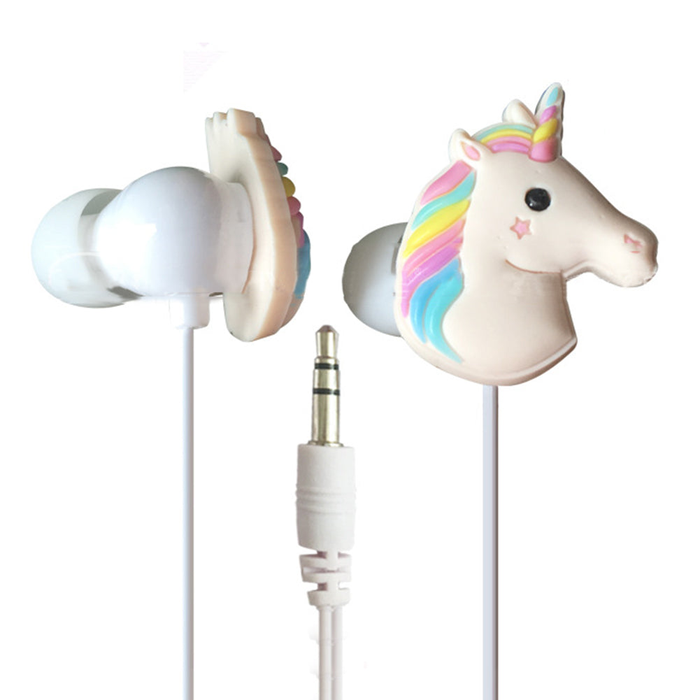 3.5mm Wired Cute 3D Unicorn In-Ear Earbuds Headphone Earphone for Apple Samsung