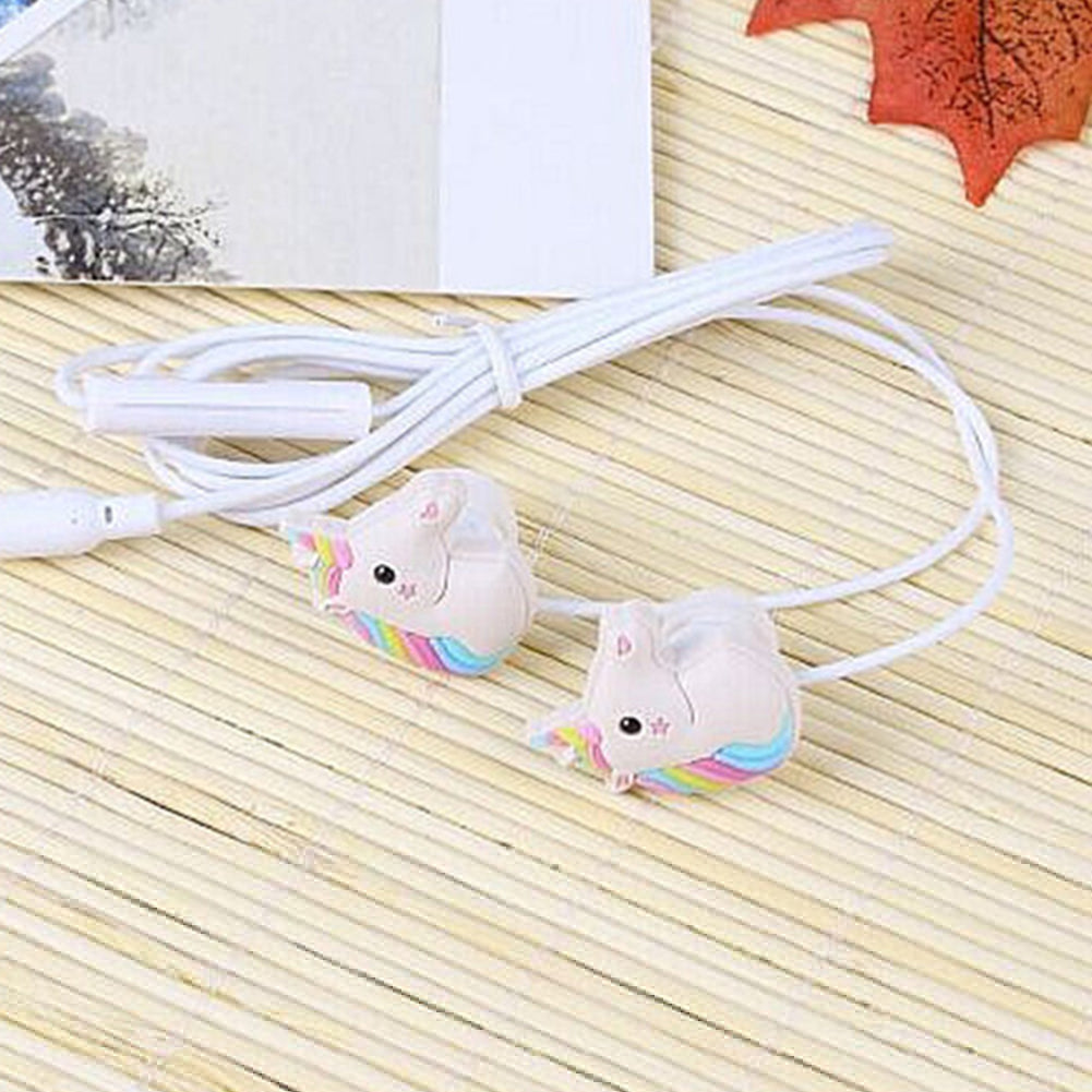 3.5mm Wired Cute 3D Unicorn In-Ear Earbuds Headphone Earphone for Apple Samsung