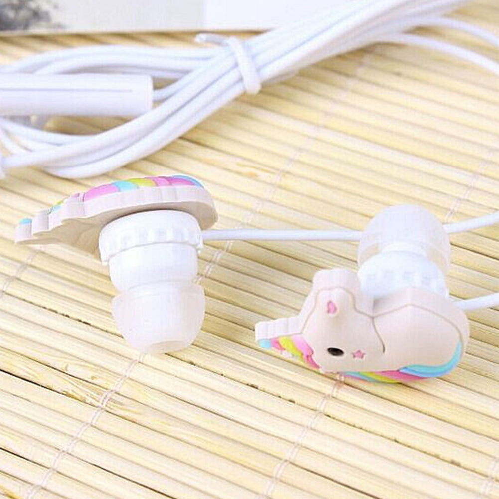 3.5mm Wired Cute 3D Unicorn In-Ear Earbuds Headphone Earphone for Apple Samsung