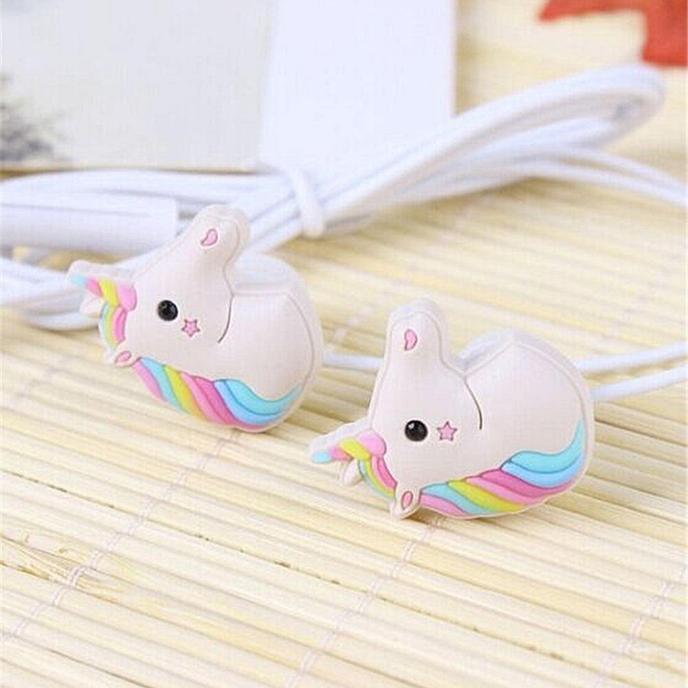 3.5mm Wired Cute 3D Unicorn In-Ear Earbuds Headphone Earphone for Apple Samsung