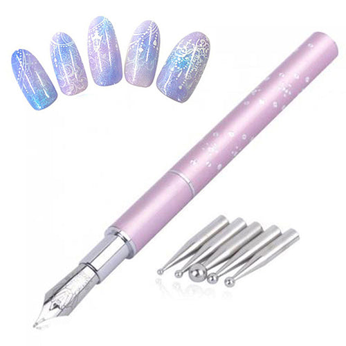 Gel Design Dotting Nail Art Painting Pen with 5 Nibs for Salon Manicure DIY Tool