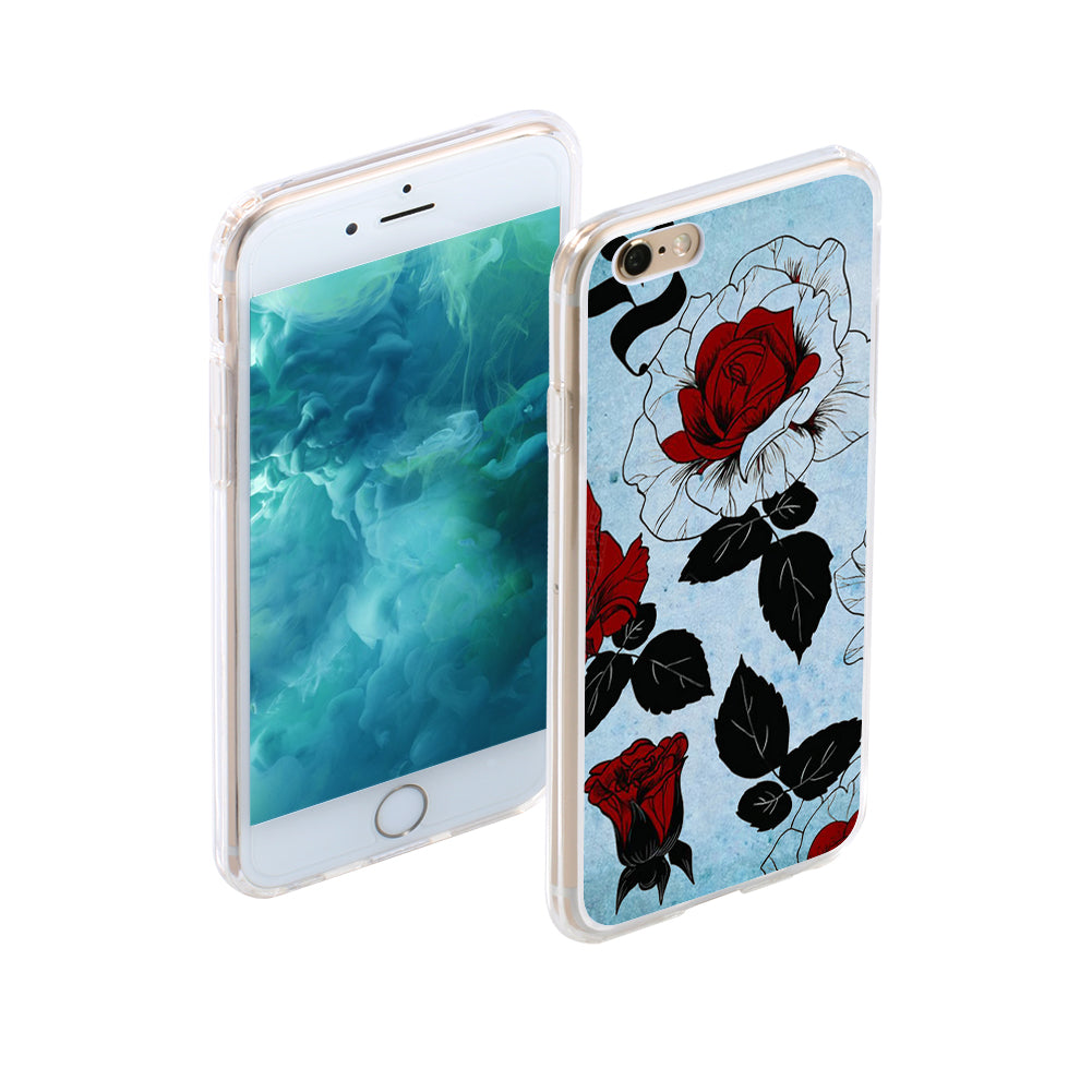 Rose Pattern Back Case Cover iPhone X 8 Plus Samsung Galaxy S8 Huawei P9 Xiaomi