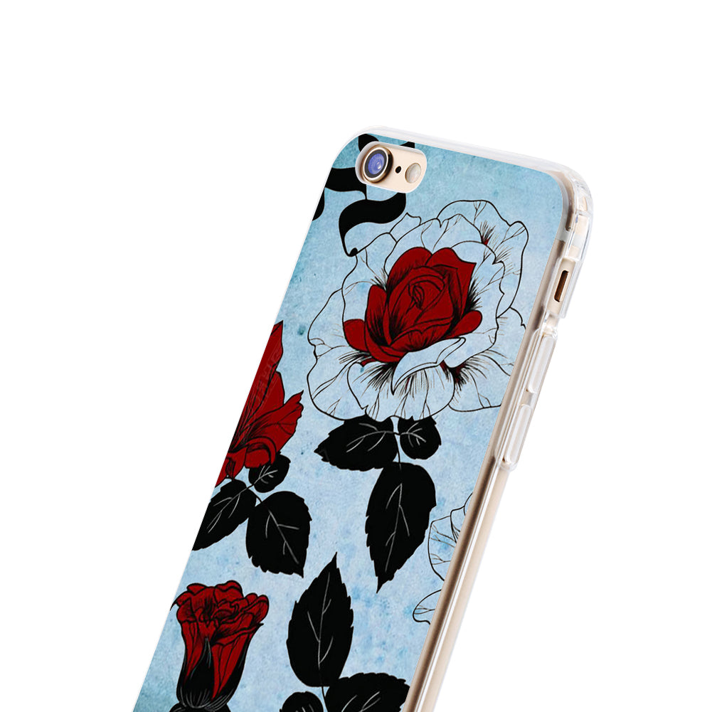 Rose Pattern Back Case Cover iPhone X 8 Plus Samsung Galaxy S8 Huawei P9 Xiaomi