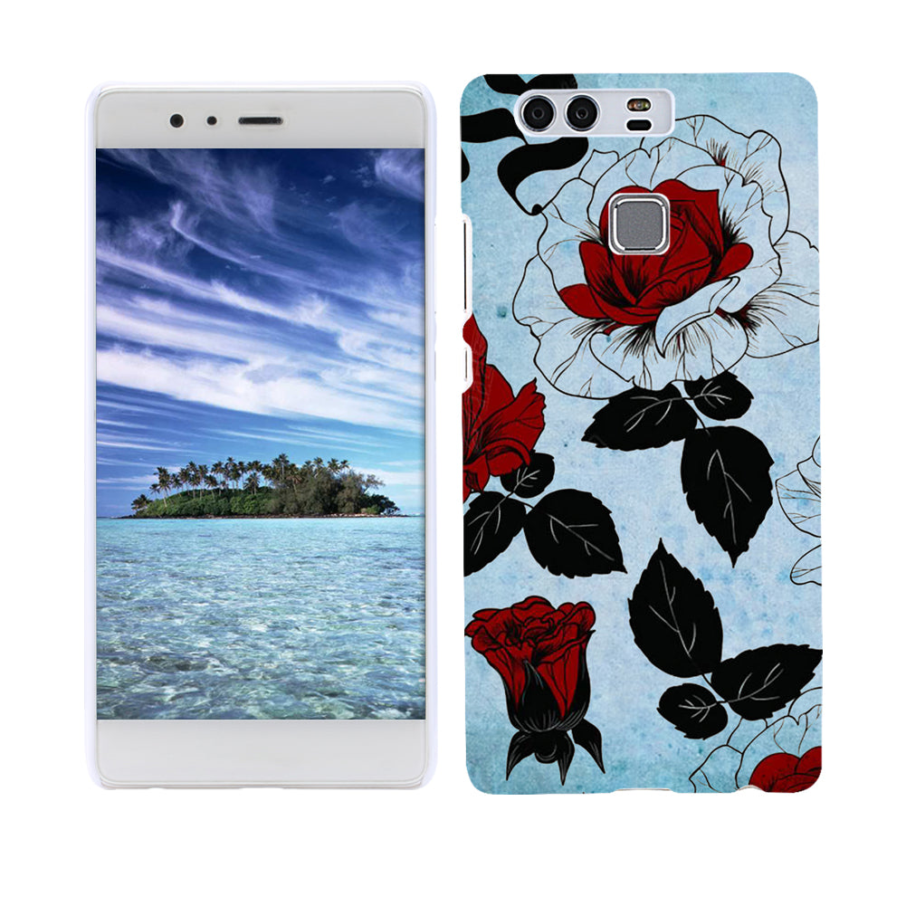 Rose Pattern Back Case Cover iPhone X 8 Plus Samsung Galaxy S8 Huawei P9 Xiaomi