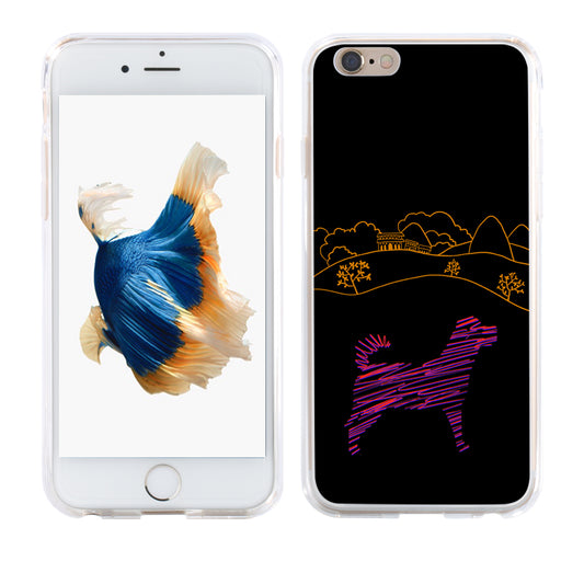 Silhouette of Dog Simple Drawing Pattern Phone Case Cover for iPhone 8 8 Plus X