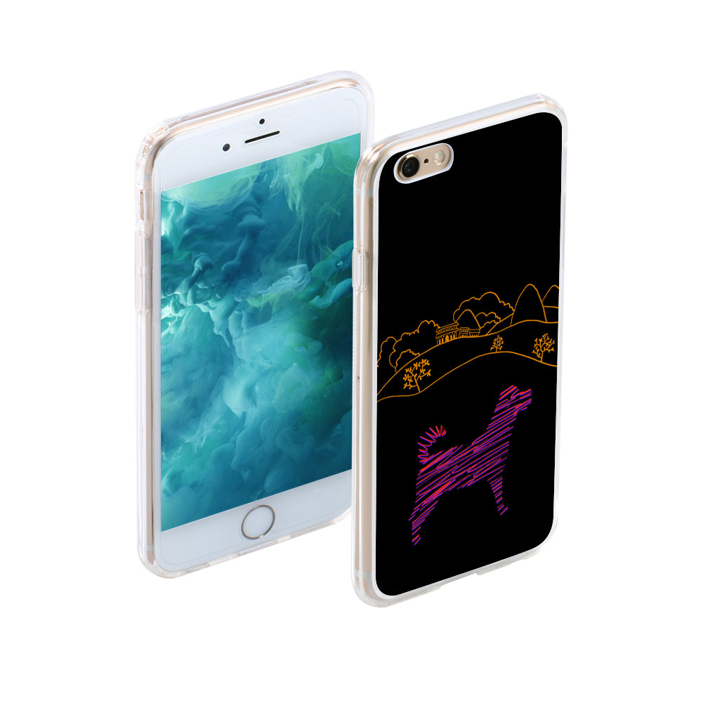 Silhouette of Dog Simple Drawing Pattern Phone Case Cover for iPhone 8 8 Plus X