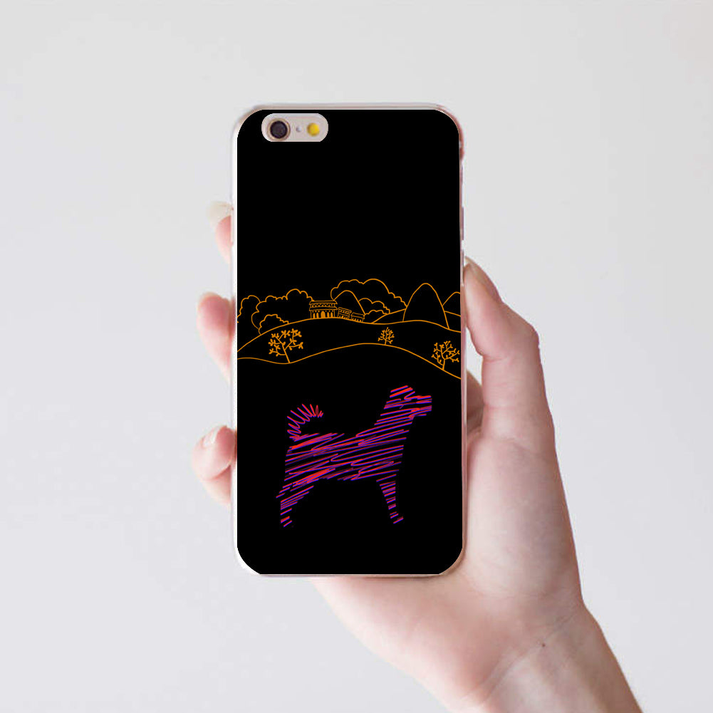 Silhouette of Dog Simple Drawing Pattern Phone Case Cover for iPhone 8 8 Plus X