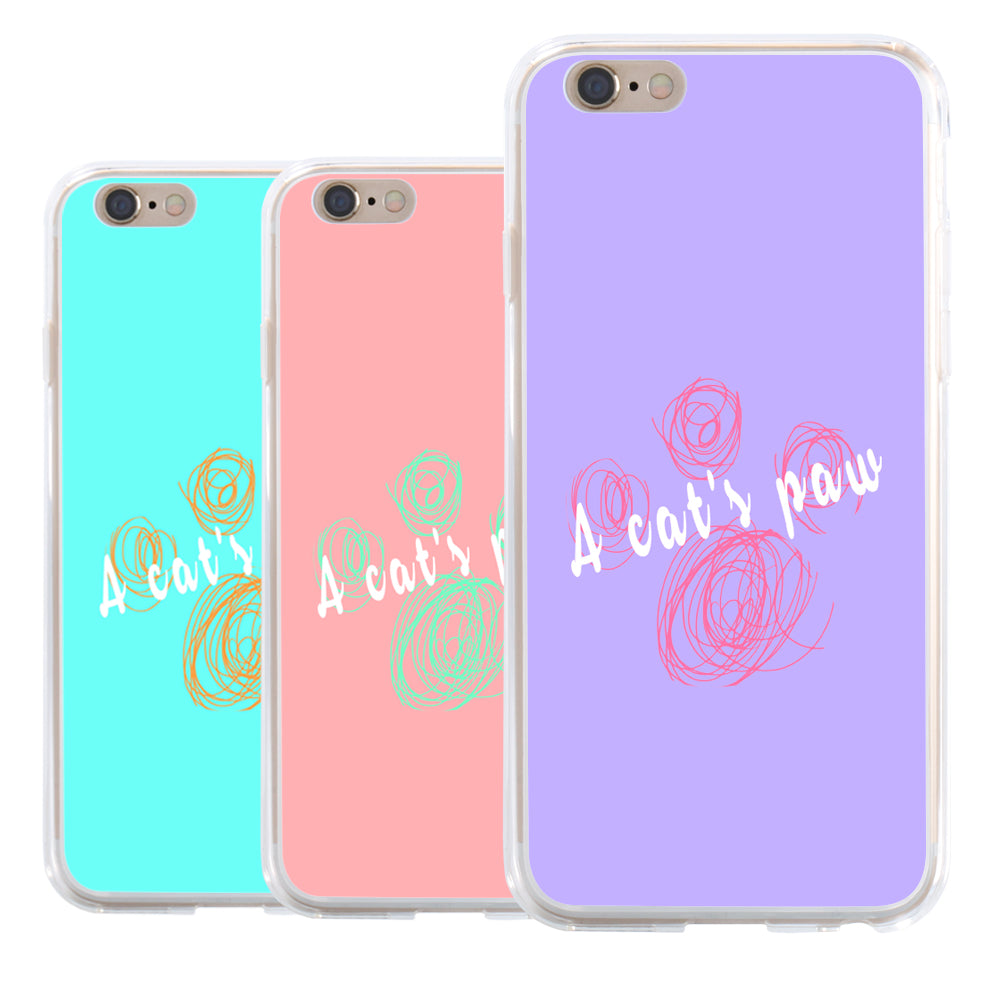 Cartoon Cat Paw Pattern Cover for iPhone 6 7 8 X Samsung S6 S7 S8 Huawei P9 Plus