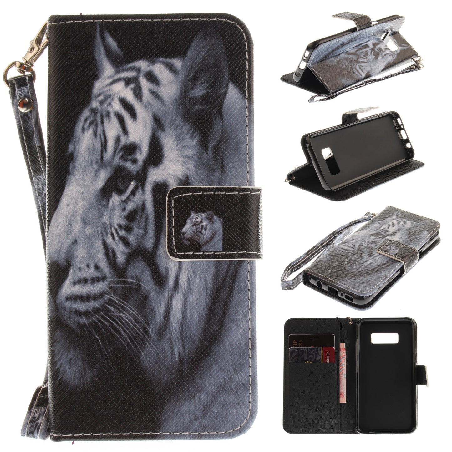 Samsung Galaxy S8 Case Pattern Printed Flip Magnetic Wallet Card Slot Soft Protective Cover for Samsung Galaxy S8