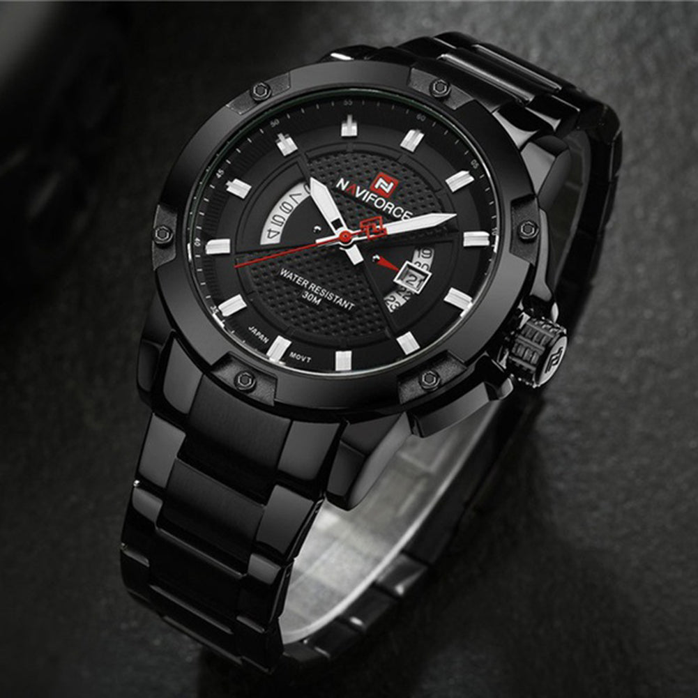 Men's Luxury Casual Stainless Steel Quartz Water Resistant Calendar Wrist Watch