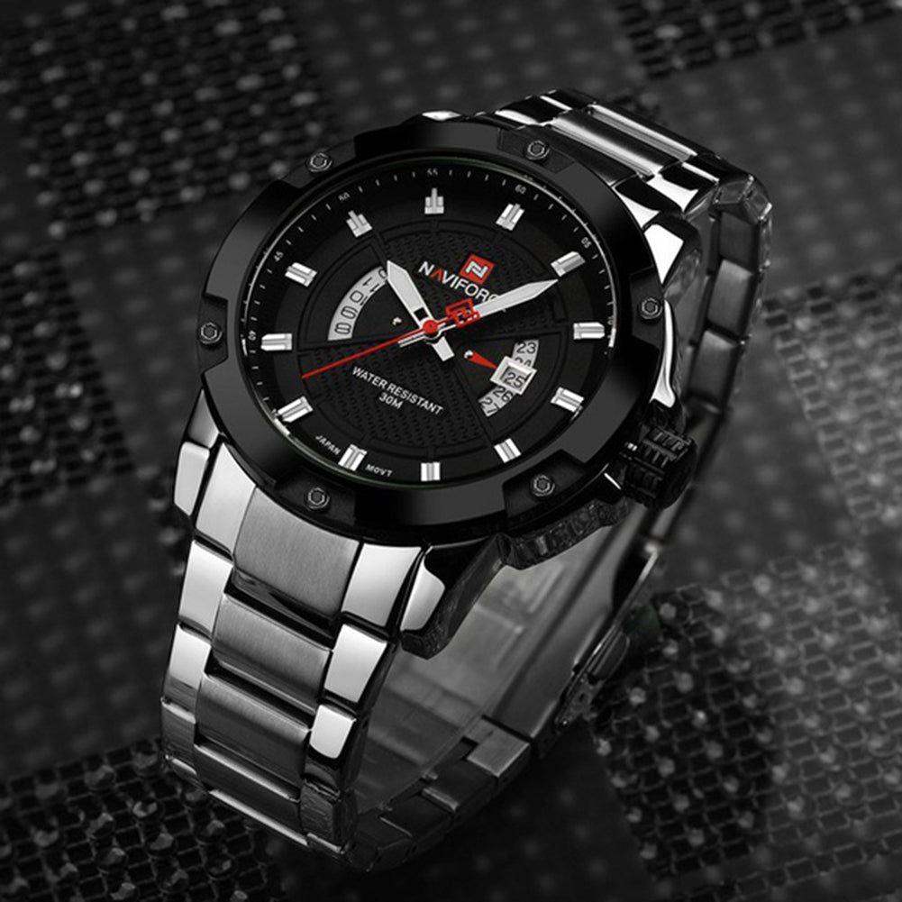Men's Luxury Casual Stainless Steel Quartz Water Resistant Calendar Wrist Watch