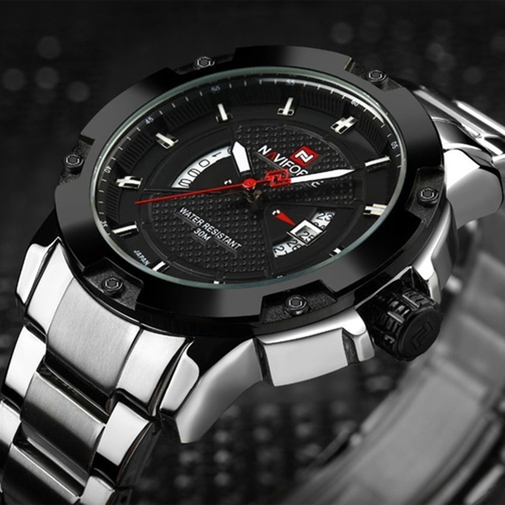 Men's Luxury Casual Stainless Steel Quartz Water Resistant Calendar Wrist Watch