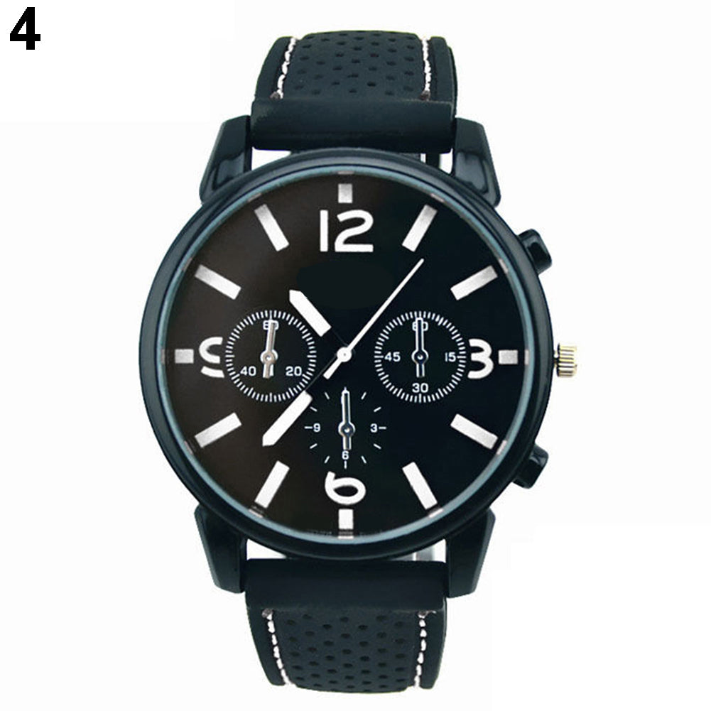 Sport Men's Fashion Silicone Band Decorative Dail Analog Quartz Wrist Watch