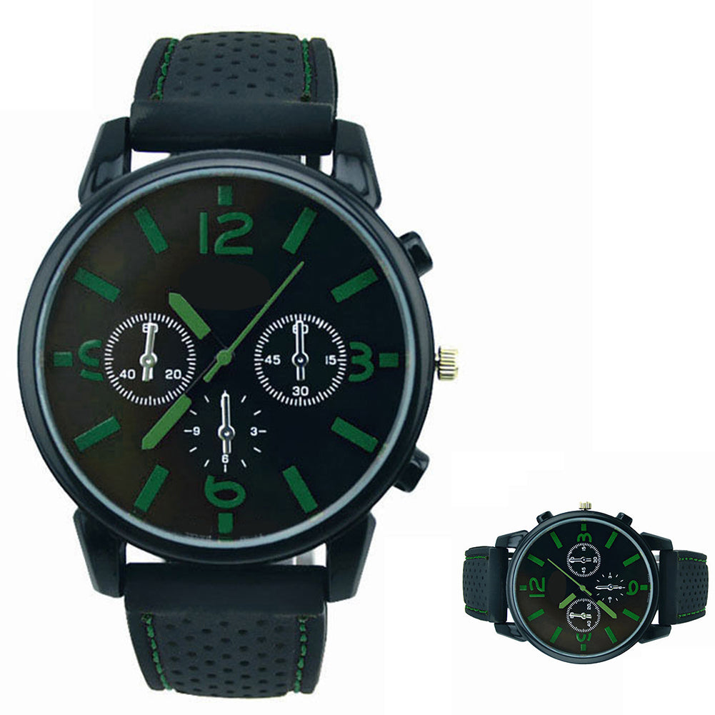 Sport Men's Fashion Silicone Band Decorative Dail Analog Quartz Wrist Watch