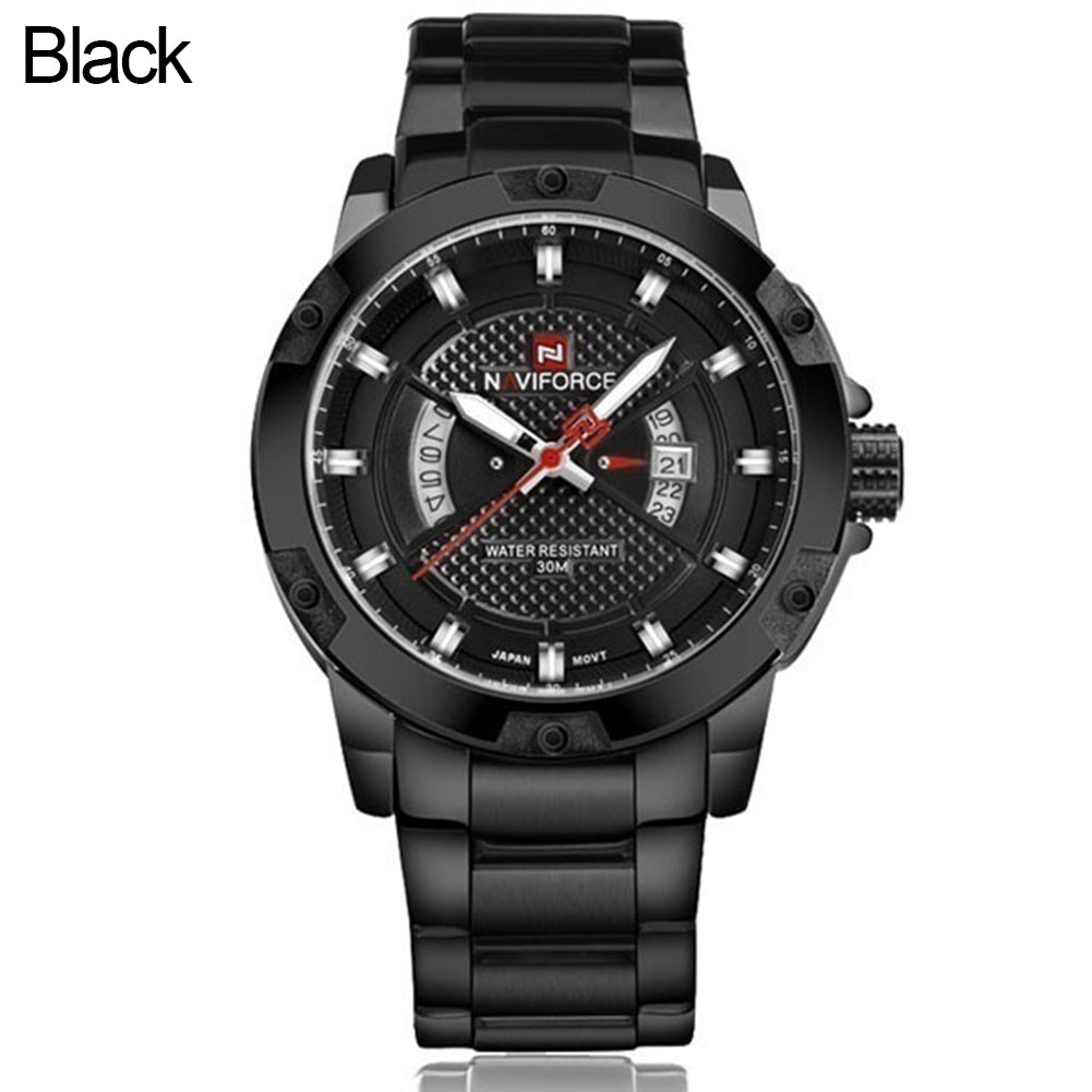 Men's Luxury Casual Stainless Steel Quartz Water Resistant Calendar Wrist Watch