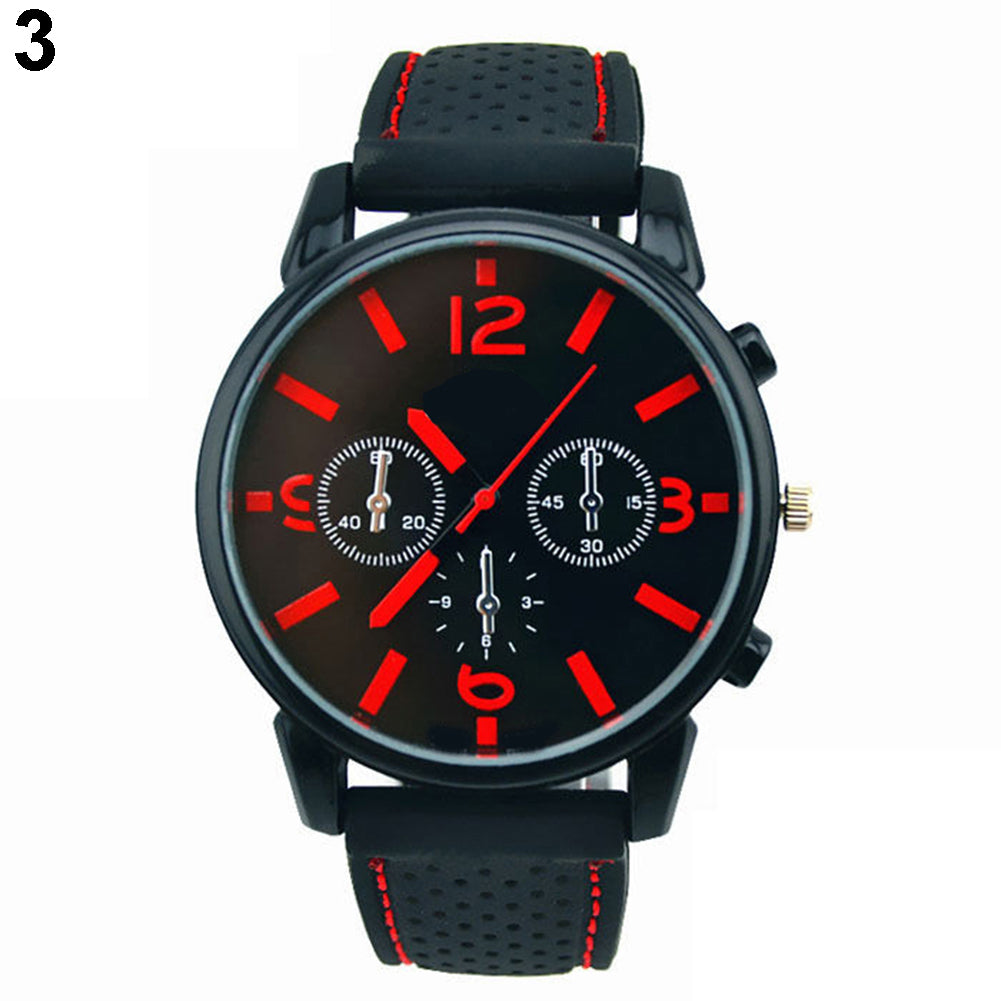 Sport Men's Fashion Silicone Band Decorative Dail Analog Quartz Wrist Watch