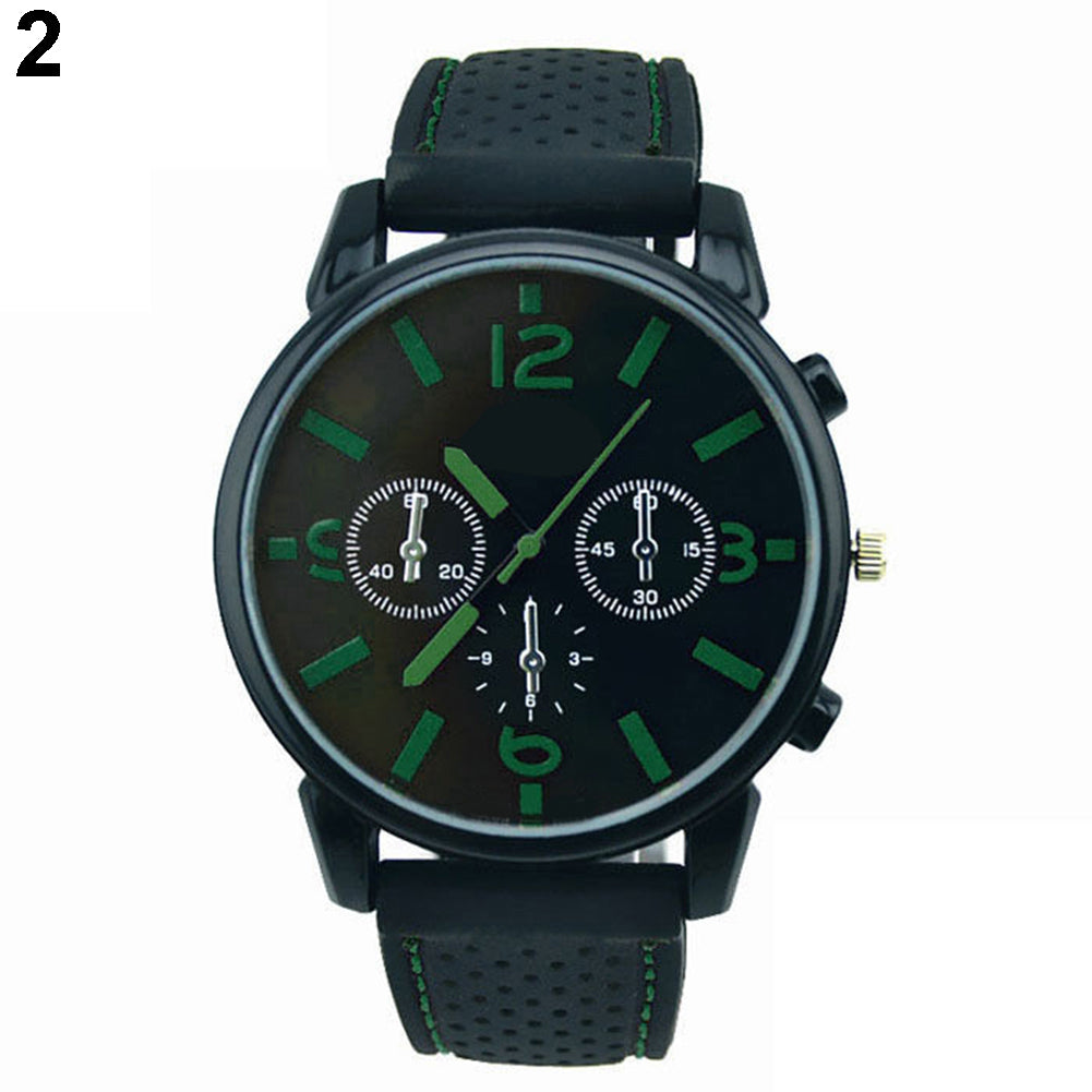 Sport Men's Fashion Silicone Band Decorative Dail Analog Quartz Wrist Watch