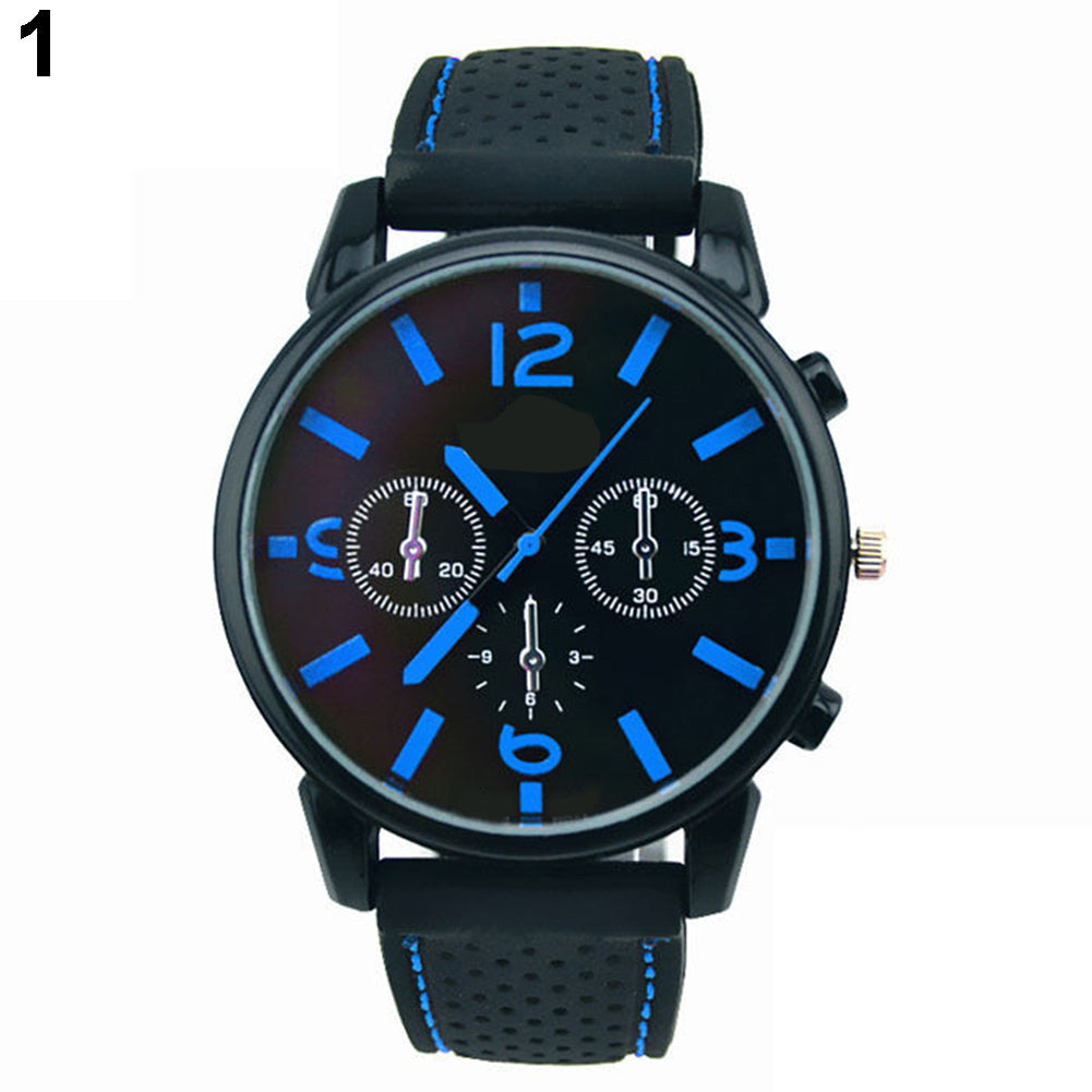 Sport Men's Fashion Silicone Band Decorative Dail Analog Quartz Wrist Watch