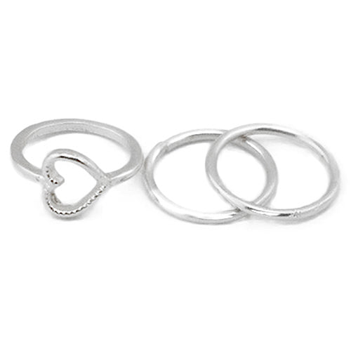 4Pcs/Set Rhinestone Leaf Heart Above Knuckle Midi Stack Ring Boho Party Jewelry