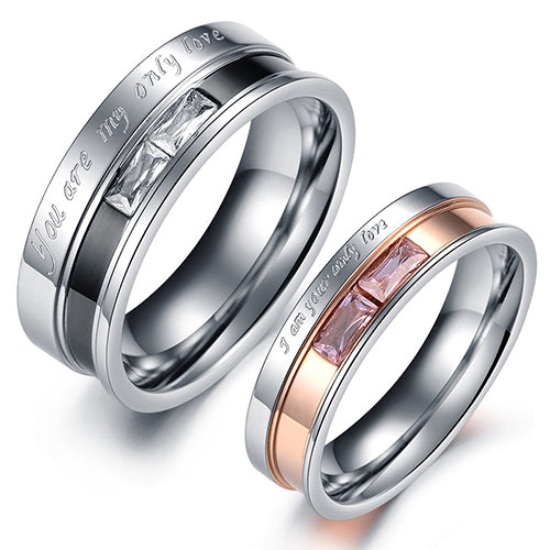 Unisex You Are My Only Love Titanium Steel Wedding Engagement Couple Ring
