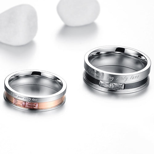 Unisex You Are My Only Love Titanium Steel Wedding Engagement Couple Ring