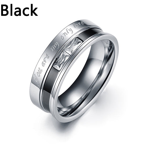 Unisex You Are My Only Love Titanium Steel Wedding Engagement Couple Ring