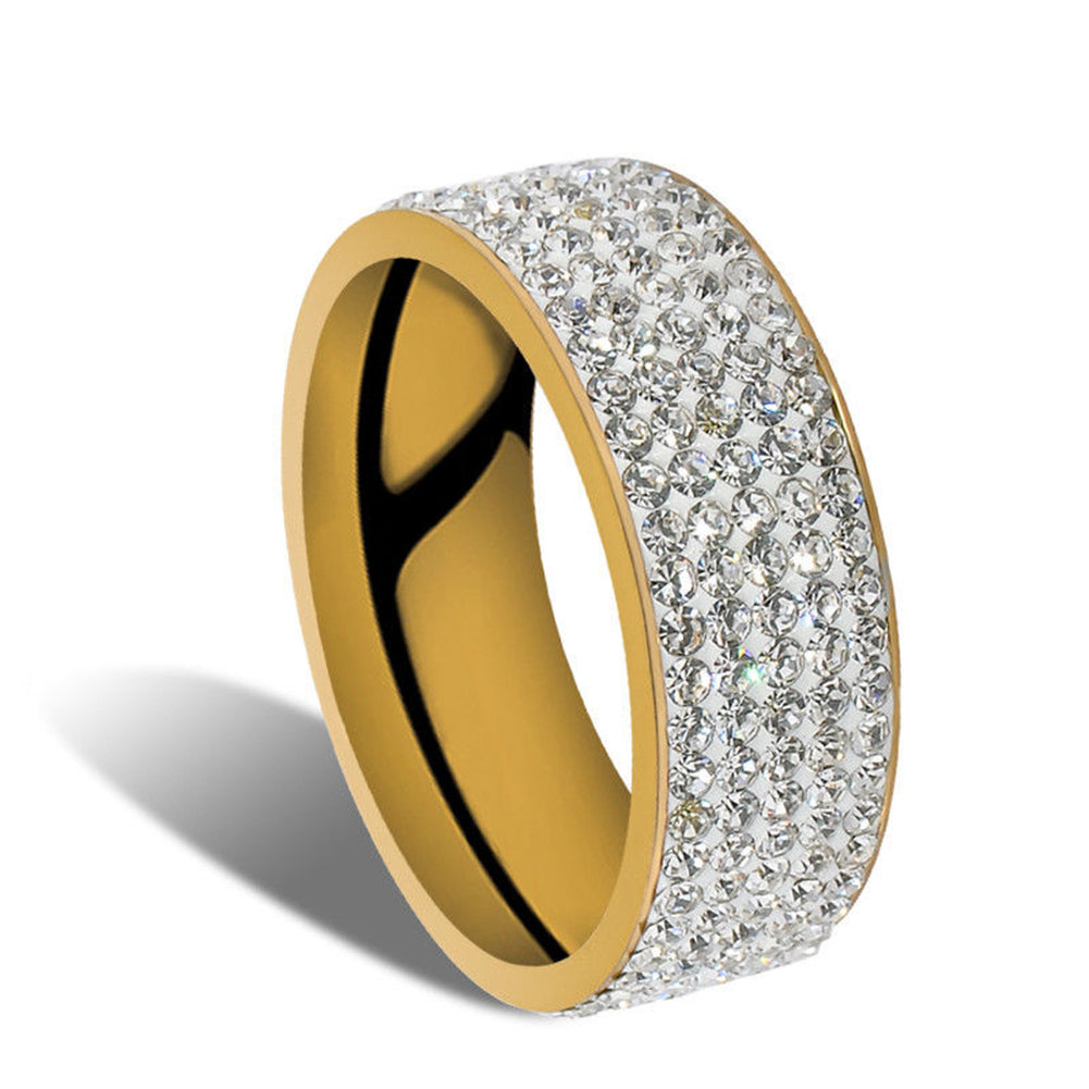 Unisex Men Women Shiny Rhinestones Inlaid Wedding Band Knuckle Couples Ring