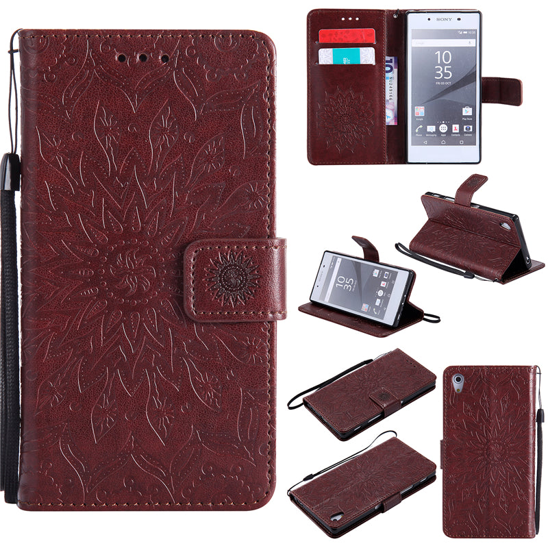 Sony Z5 Case, Sunflower Pattern PU Leather Wallet Protection Case for Sony Z5