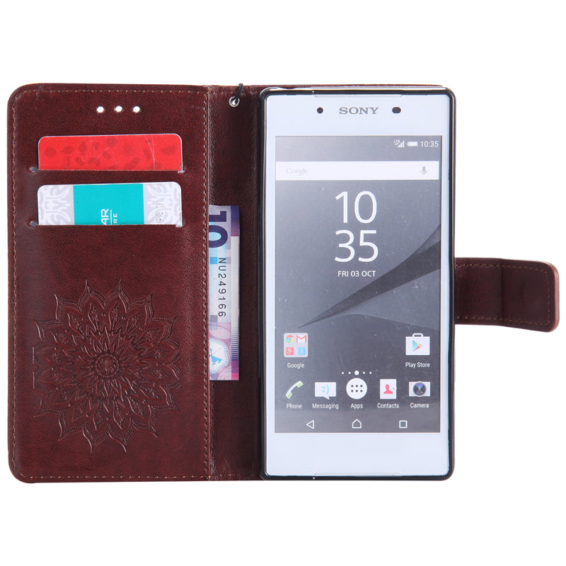 Sony Z5 Case, Sunflower Pattern PU Leather Wallet Protection Case for Sony Z5