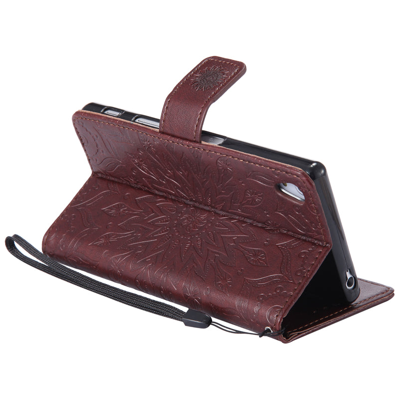 Sony Z5 Case, Sunflower Pattern PU Leather Wallet Protection Case for Sony Z5