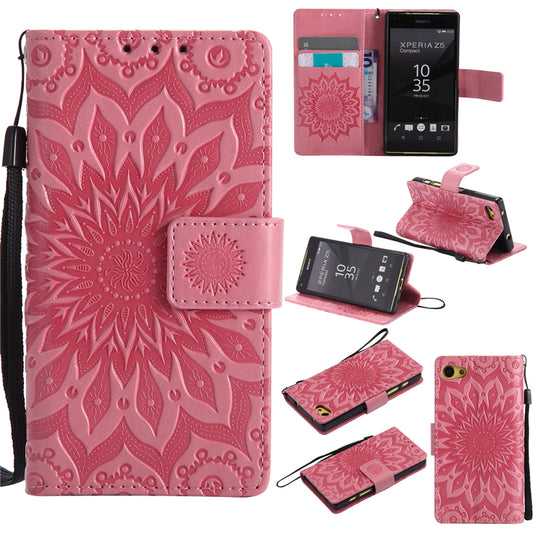 Sony Z5 compact Case, Sunflower Pattern PU Leather Wallet Protection Case for Sony Z5 compact