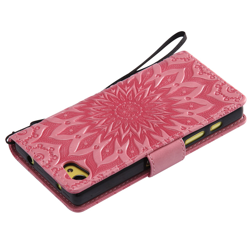 Sony Z5 compact Case, Sunflower Pattern PU Leather Wallet Protection Case for Sony Z5 compact