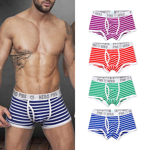Men's Fashion Strip Breathable Underpants Sexy Briefs Boxer Shorts Underwear