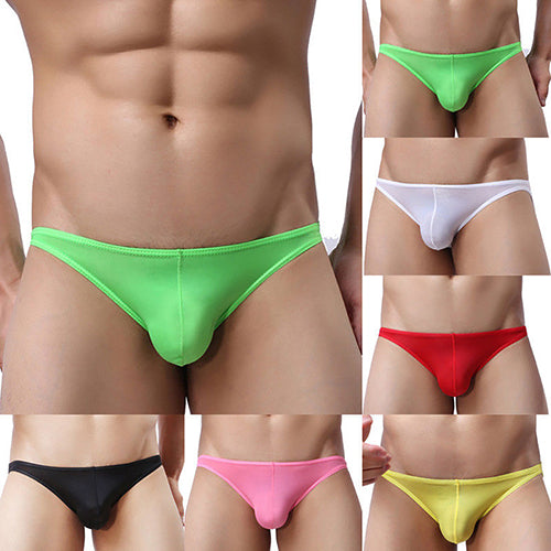 Men Sexy Ultrathin Low Rise Ice Silk Briefs Underwear Bulge Pouch Underpants
