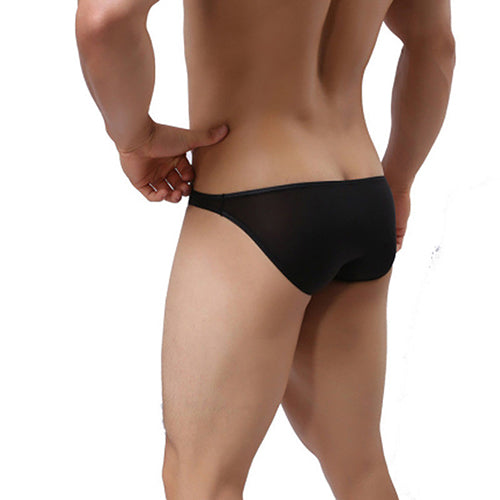 Men Sexy Ultrathin Low Rise Ice Silk Briefs Underwear Bulge Pouch Underpants