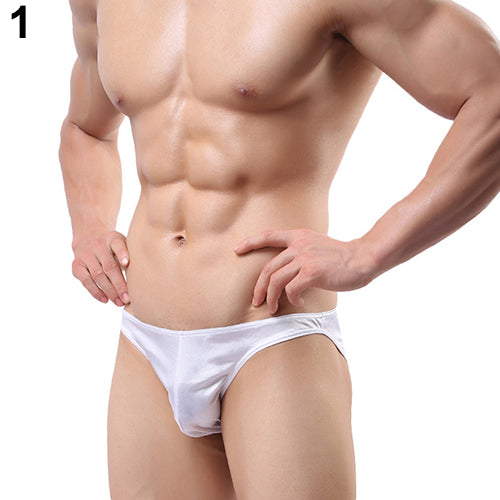 Sexy Breathable Underwear Men Bright Solid Color Briefs Triangle Underpants Gift