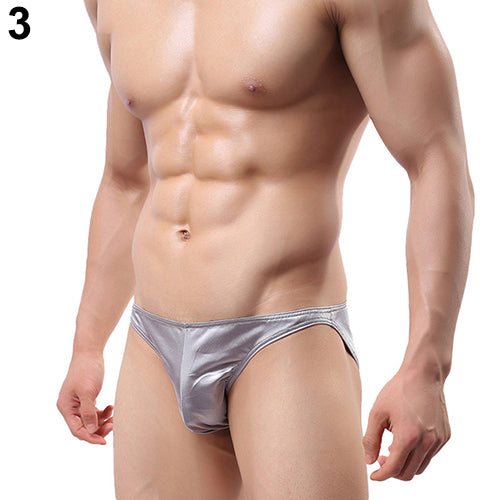 Sexy Breathable Underwear Men Bright Solid Color Briefs Triangle Underpants Gift