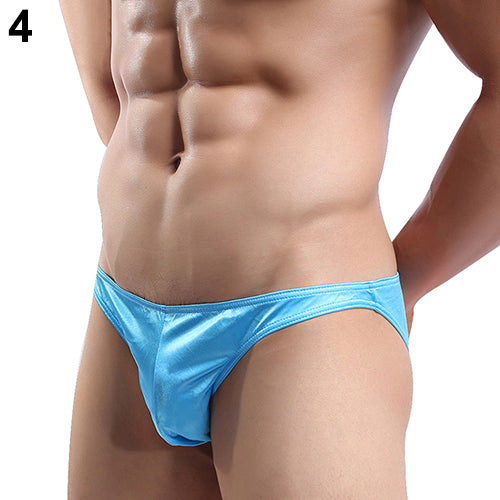 Sexy Breathable Underwear Men Bright Solid Color Briefs Triangle Underpants Gift