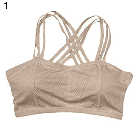 Women Sexy Pull Up Sport Bra Solid Color Bustier Vest Yoga Workout Athletic Top