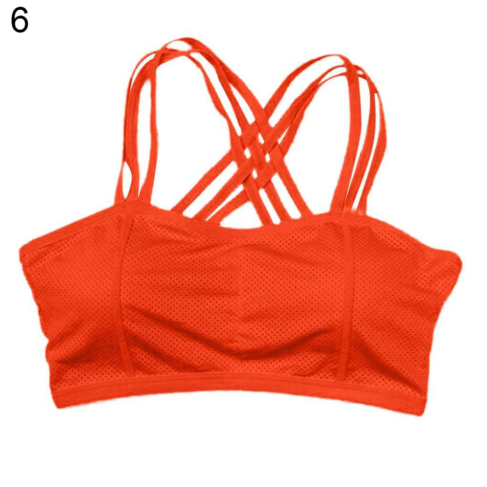 Women Sexy Pull Up Sport Bra Solid Color Bustier Vest Yoga Workout Athletic Top