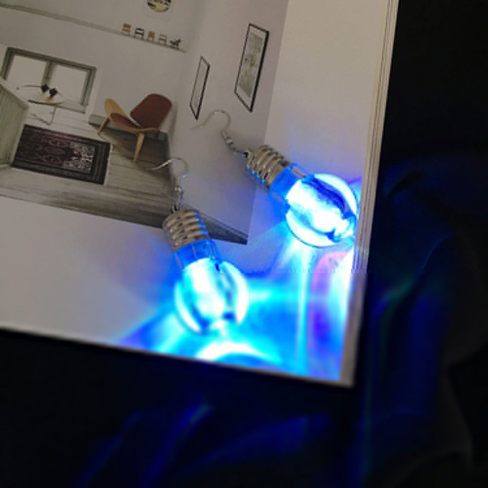 Eye-Catching Colorful Dangle Light Bulb Long Earrings Dance Club Women Jewelry