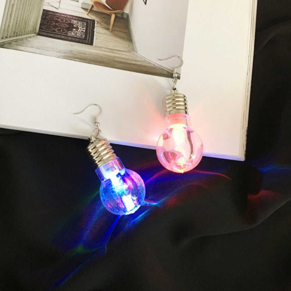 Eye-Catching Colorful Dangle Light Bulb Long Earrings Dance Club Women Jewelry