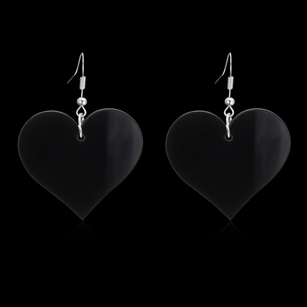 Women's Fashion Heart Shape Pendant Dangle Acrylic Drop Hook Earrings Jewelry