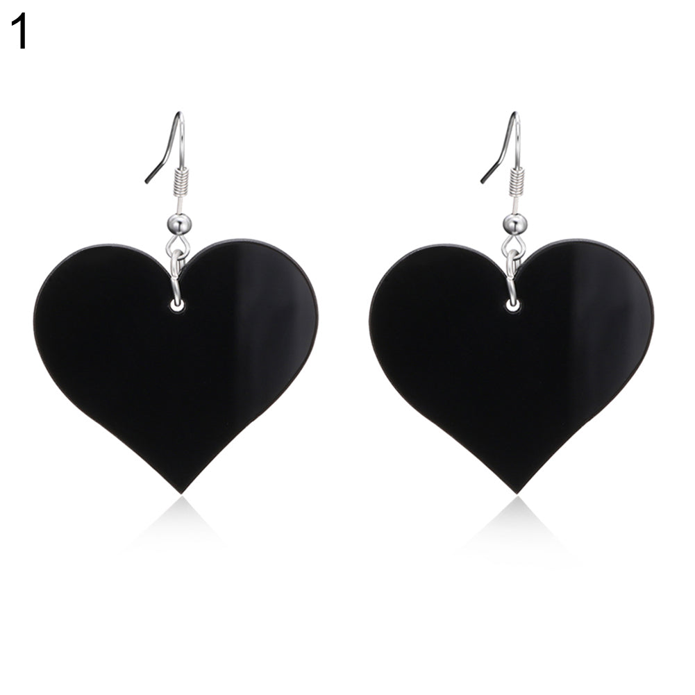 Women's Fashion Heart Shape Pendant Dangle Acrylic Drop Hook Earrings Jewelry