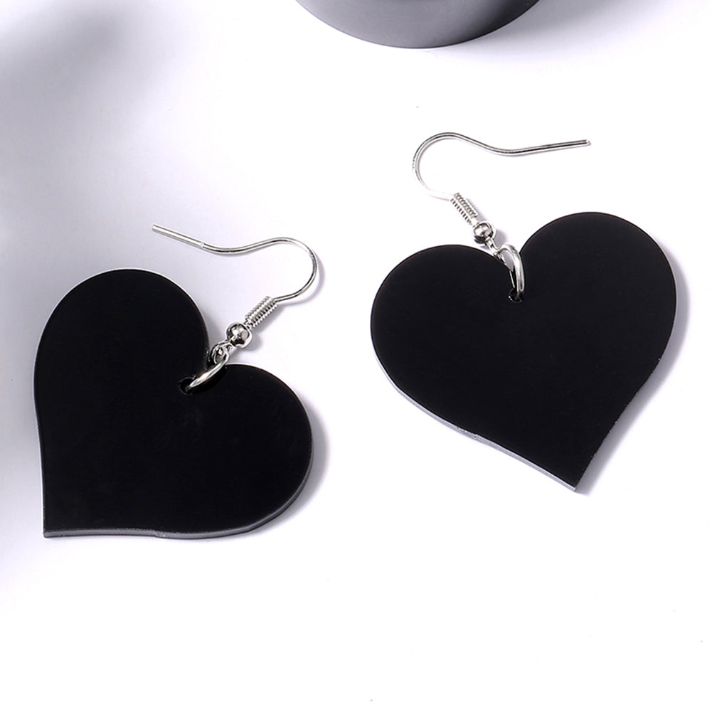 Women's Fashion Heart Shape Pendant Dangle Acrylic Drop Hook Earrings Jewelry