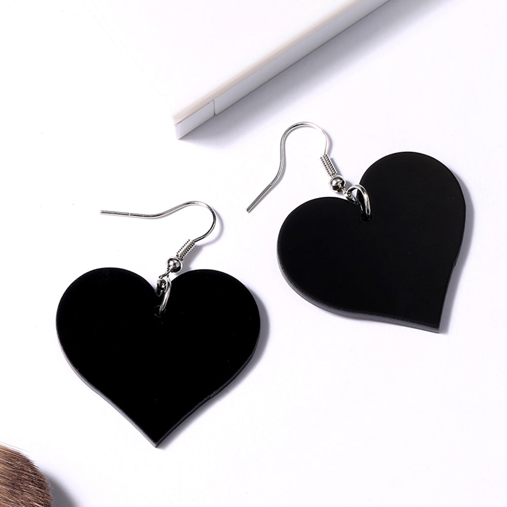 Women's Fashion Heart Shape Pendant Dangle Acrylic Drop Hook Earrings Jewelry