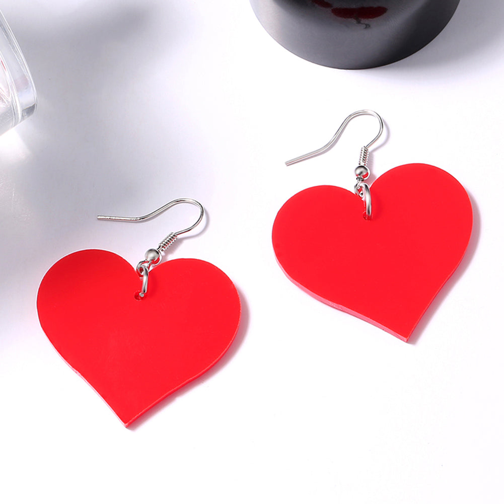 Women's Fashion Heart Shape Pendant Dangle Acrylic Drop Hook Earrings Jewelry